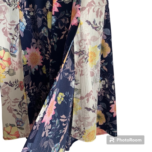 Umgee Pants Womens Size S Boho Blue Floral Front Split Wide Leg Resort Cover Up - Picture 4 of 10